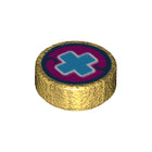 LEGO® onderdeel Tegel Rond met Motief Parel Goud 98138pb075