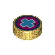 LEGO® onderdeel Tegel Rond met Motief Parel Goud 98138pb075