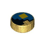 Plaatje in Gallery viewer laden, LEGO® onderdeel Tegel Rond met Motief Parel Goud 98138pb078