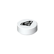 Plaatje in Gallery viewer laden, LEGO® los onderdeel Tegel Rond met Motief Wit 98138pb082