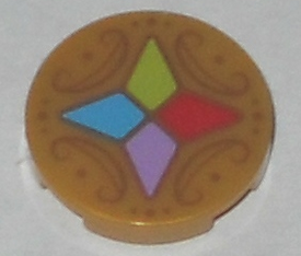 LEGO® onderdeel Tegel Rond met Motief Parel Goud 14769pb201