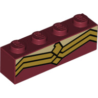 Plaatje in Gallery viewer laden, LEGO® los onderdeel Steen met Motief Donkerrood 3010pb222