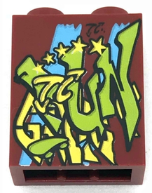 LEGO® los onderdeel Steen met Motief Donkerrood 3245cpb066