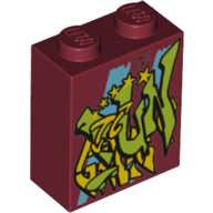 Plaatje in Gallery viewer laden, LEGO® los onderdeel Steen met Motief Donkerrood 3245cpb066