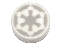 Plaatje in Gallery viewer laden, LEGO® los onderdeel Tegel Rond met Motief Wit 98138pb086