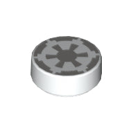 Plaatje in Gallery viewer laden, LEGO® los onderdeel Tegel Rond met Motief Wit 98138pb086