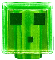 LEGO® Hoofd Aangepast Doorschijnend Helder Groen 19729pb021