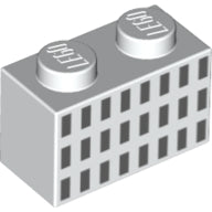 Plaatje in Gallery viewer laden, LEGO® los onderdeel Steen met Motief in kleur Wit 3004pb185