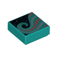 LEGO® onderdeel Tegel met Motief Donker Turkoois 3070pb136