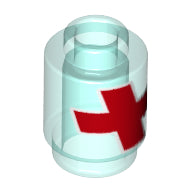 Plaatje in Gallery viewer laden, LEGO® Steen Rond met Motief Doorzichtig Lichtblauw 3062pb059