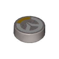 Plaatje in Gallery viewer laden, LEGO® los onderdeel Tegel Rond met Motief Zilver 98138pb095
