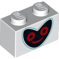 LEGO® los onderdeel Steen met Motief in kleur Wit 3004pb190