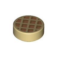 Plaatje in Gallery viewer laden, LEGO® onderdeel Tegel Rond met Motief Geelbruin 98138pb107