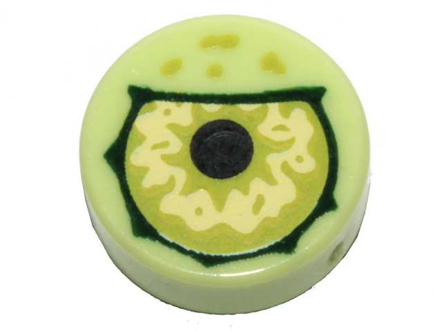 LEGO® Tegel Rond met Motief Geelachtig Groen 98138pb109