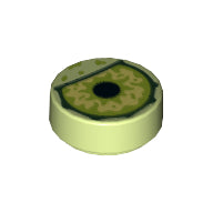 LEGO® Tegel Rond met Motief Geelachtig Groen 98138pb109