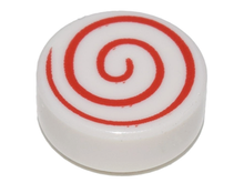 Plaatje in Gallery viewer laden, LEGO® los onderdeel Tegel Rond met Motief Wit 98138pb013