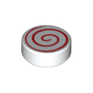 Plaatje in Gallery viewer laden, LEGO® los onderdeel Tegel Rond met Motief Wit 98138pb013