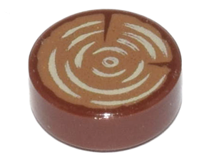 LEGO® Tegel Rond met Motief Roodachtig Bruin 98138pb042