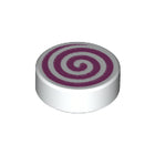 LEGO® los onderdeel Tegel Rond met Motief Wit 98138pb113