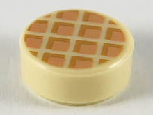 Plaatje in Gallery viewer laden, LEGO® onderdeel Tegel Rond met Motief Geelbruin 98138pb118