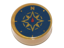 LEGO® onderdeel Tegel Rond met Motief Parel Goud 98138pb045