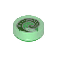 Plaatje in Gallery viewer laden, LEGO® Tegel Rond met Motief Doorzichtig Groen 98138pb116