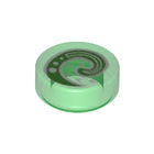 LEGO® Tegel Rond met Motief Doorzichtig Groen 98138pb116