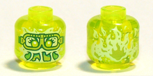 Plaatje in Gallery viewer laden, LEGO® los onderdeel Hoofd Doorzichtig Neon Groen 3626pb3334
