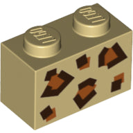Plaatje in Gallery viewer laden, LEGO® los onderdeel Steen met Motief Geelbruin 3004pb270