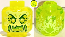Plaatje in Gallery viewer laden, LEGO® los onderdeel Hoofd Doorzichtig Neon Groen 3626pb3333