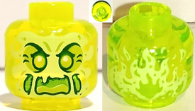 LEGO® los onderdeel Hoofd Doorzichtig Neon Groen 3626pb3333