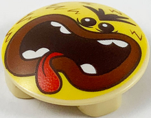 Plaatje in Gallery viewer laden, LEGO® onderdeel Plaat Rond met Motief Geelbruin 2654pb013