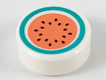 Plaatje in Gallery viewer laden, LEGO® los onderdeel Tegel Rond met Motief Wit 98138pb126