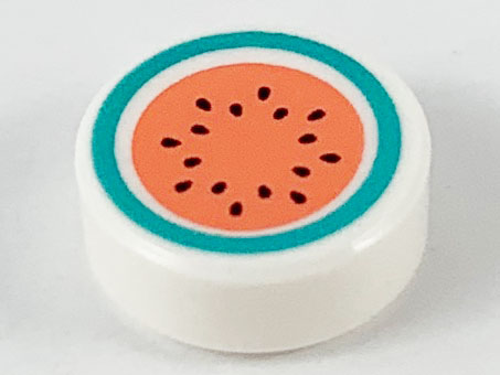 LEGO® los onderdeel Tegel Rond met Motief Wit 98138pb126