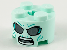 Plaatje in Gallery viewer laden, LEGO® onderdeel Steen Rond met Motief Licht Aqua 3941pb33