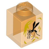 Plaatje in Gallery viewer laden, LEGO® Steen met Motief Doorzichtig Oranje 3005pb041