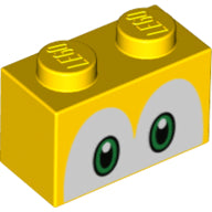 Plaatje in Gallery viewer laden, LEGO® los onderdeel Steen met Motief in kleur Geel 3004pb204