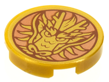 Plaatje in Gallery viewer laden, LEGO® onderdeel Tegel Rond met Motief Parel Goud 14769pb405