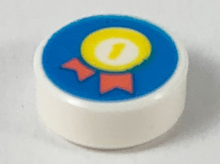 Plaatje in Gallery viewer laden, LEGO® los onderdeel Tegel Rond met Motief Wit 98138pb155