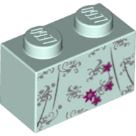 Plaatje in Gallery viewer laden, LEGO® los onderdeel Steen met Motief Licht Aqua 3004pb210