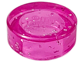 LEGO® Tegel Rond Glitter Doorzichtig Donkerroze 98138