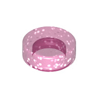 LEGO® Tegel Rond Glitter Doorzichtig Donkerroze 98138