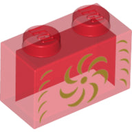 Plaatje in Gallery viewer laden, LEGO® onderdeel Steen met Motief Doorzichtig Rood 3065pb18