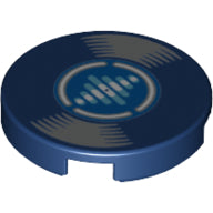 Plaatje in Gallery viewer laden, LEGO® onderdeel Tegel Rond met Motief Donkerblauw 14769pb386