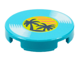 LEGO® Tegel Rond met Motief Medium Azuurblauw 14769pb385