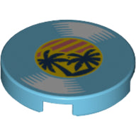 LEGO® Tegel Rond met Motief Medium Azuurblauw 14769pb385
