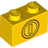 Plaatje in Gallery viewer laden, LEGO® los onderdeel Steen met Motief in kleur Geel 3004pb214