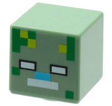 Plaatje in Gallery viewer laden, LEGO® los onderdeel Hoofd Aangepast Zandgroen 19729pb046