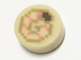 LEGO® onderdeel Tegel Rond met Motief Geelbruin 98138pb176