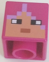 Plaatje in Gallery viewer laden, LEGO® los onderdeel Hoofd Aangepast Magenta 19729pb037